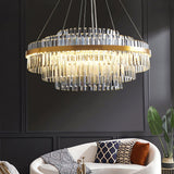 Lightsin Brass Ring Multi-Tiered Crystal LED Pendant Light Lightsin 