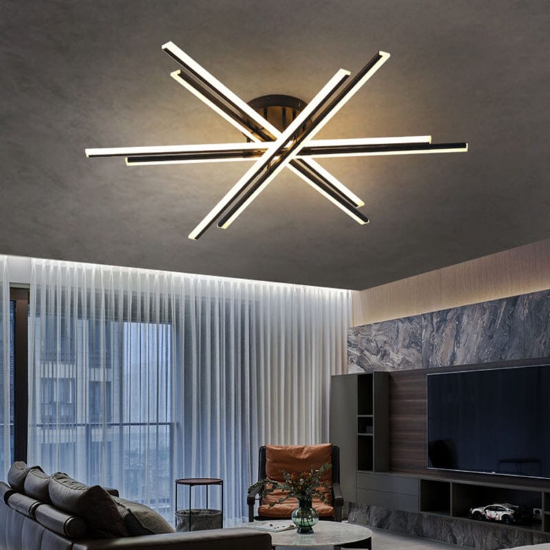 Lightsin Elegant Black Crossed Line Modern Flush Mount Ceiling Light Lightsin 