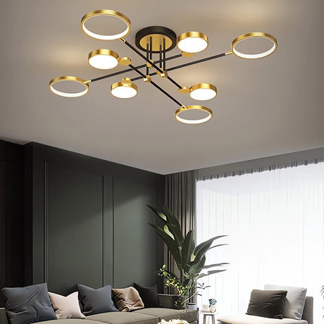 Lightsin Sleek Modern Brass and Black Circular LED Ceiling Light Lightsin 8-Light 