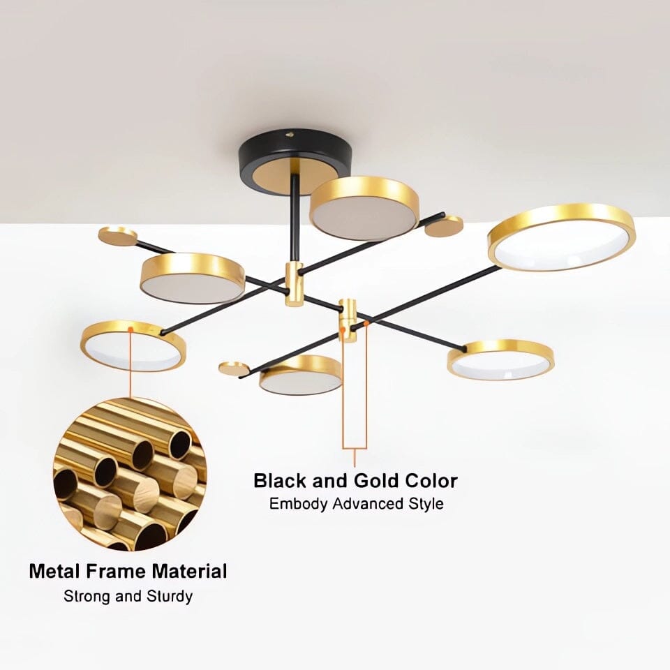 Lightsin Sleek Modern Brass and Black Circular LED Ceiling Light Lightsin 