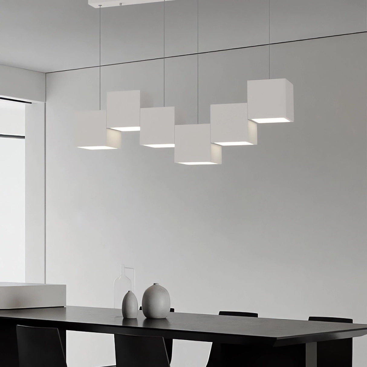 Lightsin Sleek Linear Cube Pendant Light Lightsin White 6-Light 