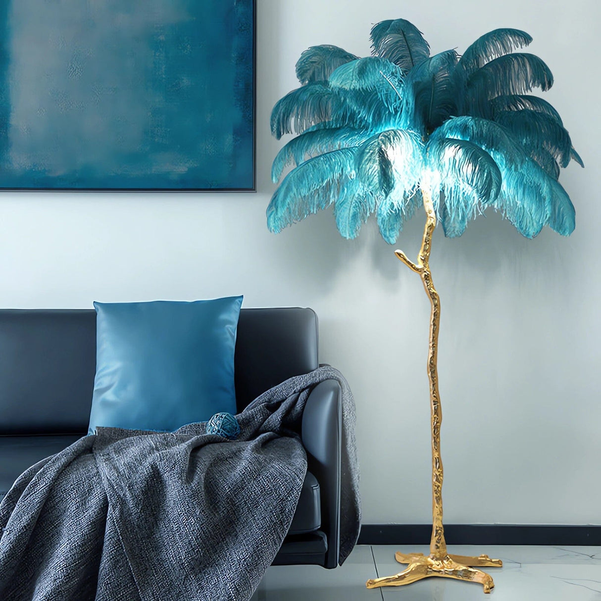 Lightsin LED Enchanting Feather Decor Floor Lamp Lightsin Blue 35 Feathers(100cm L×170cm H) 