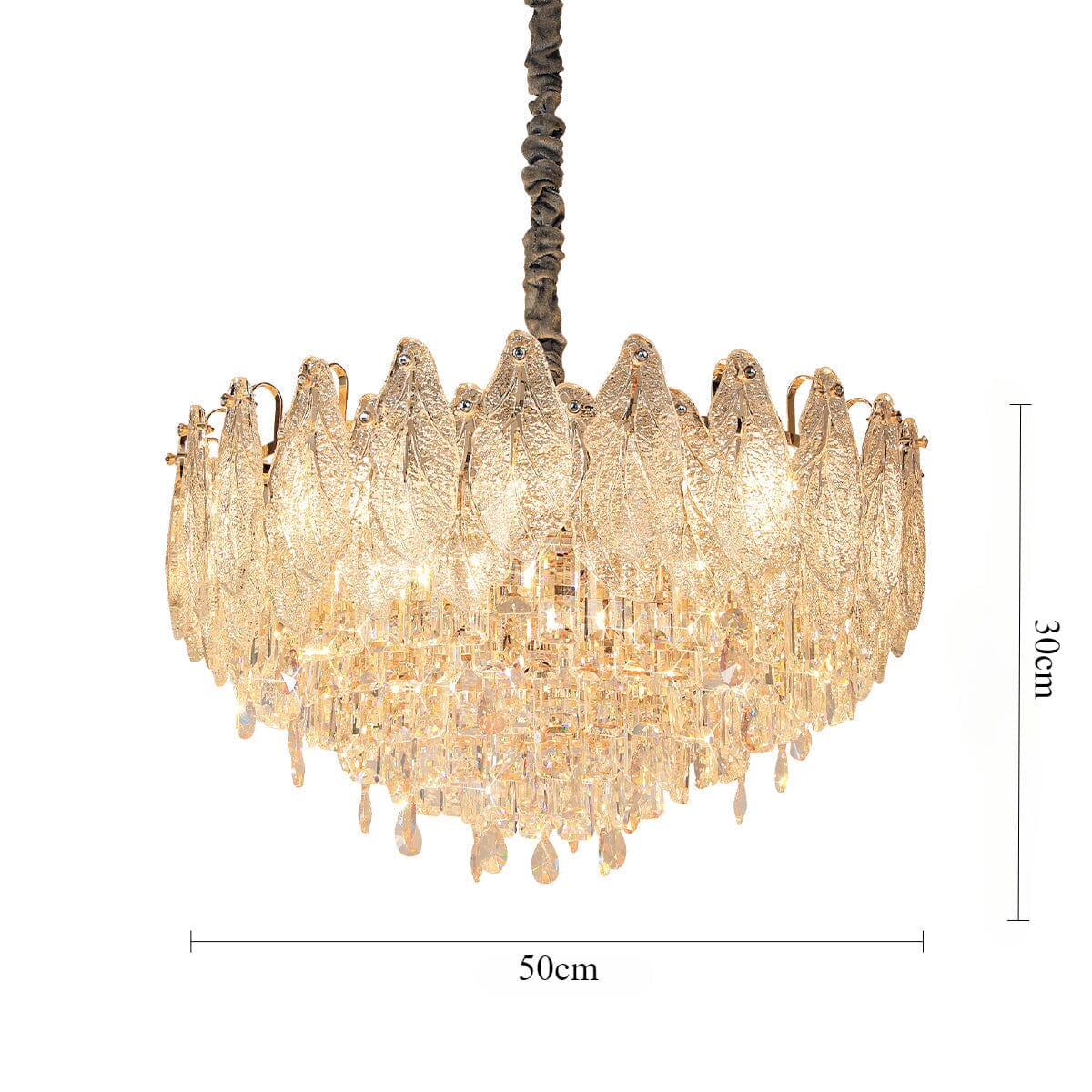 Lightsin Champagne Gold Crystal Leaf Chandelier Lightsin UK 