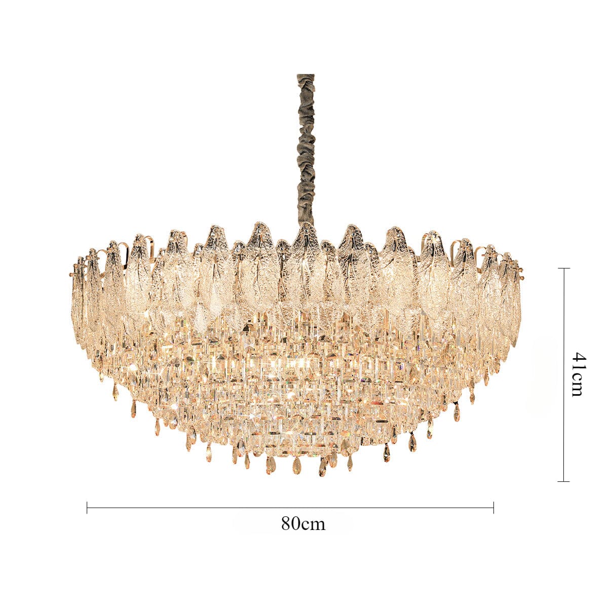 Lightsin Champagne Gold Crystal Leaf Chandelier Lightsin UK 