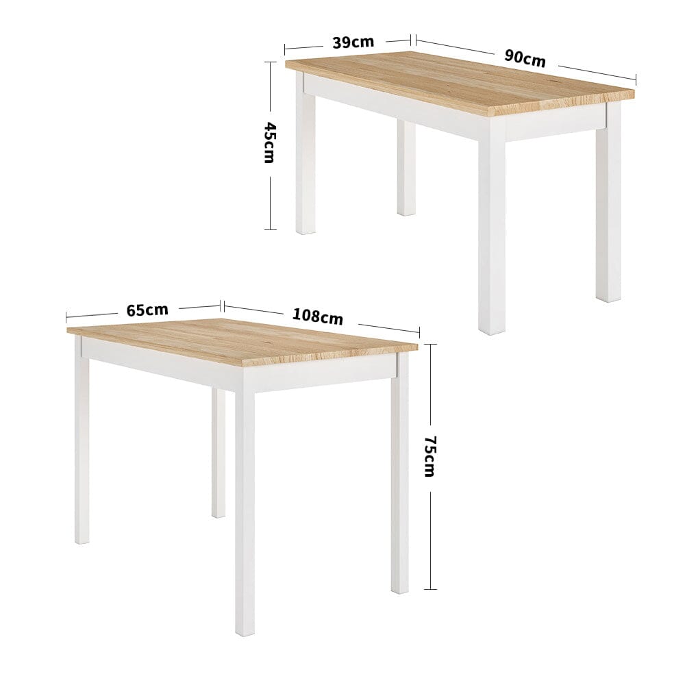 Modern Solid Wood Dining Table Set with 2 Benches Dining Sets Living and Home 