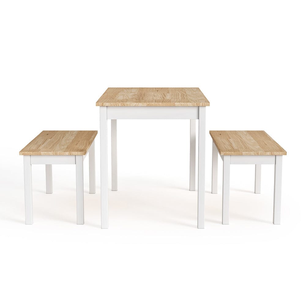 Modern Solid Wood Dining Table Set with 2 Benches Dining Sets Living and Home 