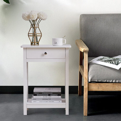 Wooden One Drawer Bedside Table Living and Home 