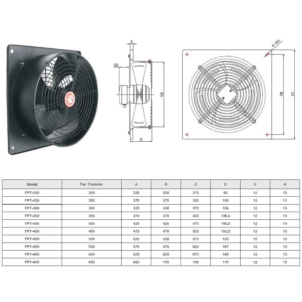 200mm Exhaustor Fan Ventilation Wall-Mounted Axial Fan Exhaustor Fan Living and Home 