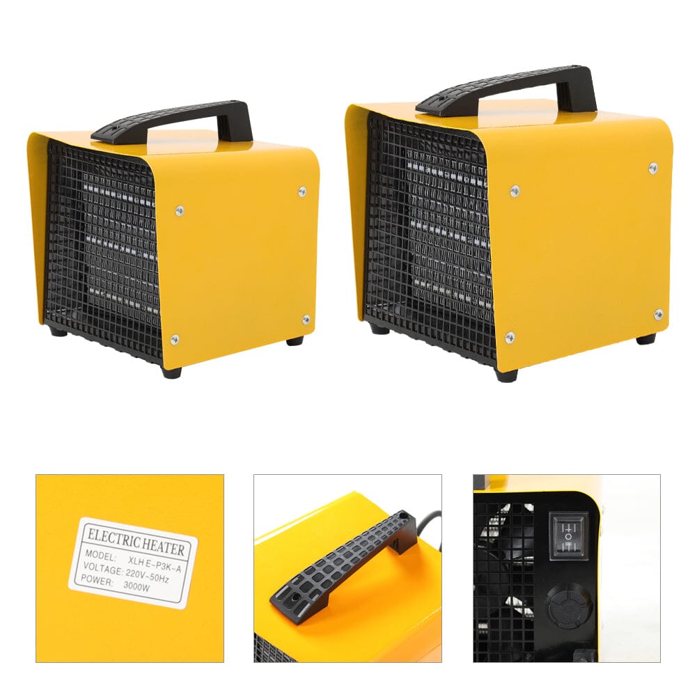 2KW Yellow Portable Rectangle Air Heater Electric Garage Workshop Air Heater Freestanding Patio Heaters Living and Home 