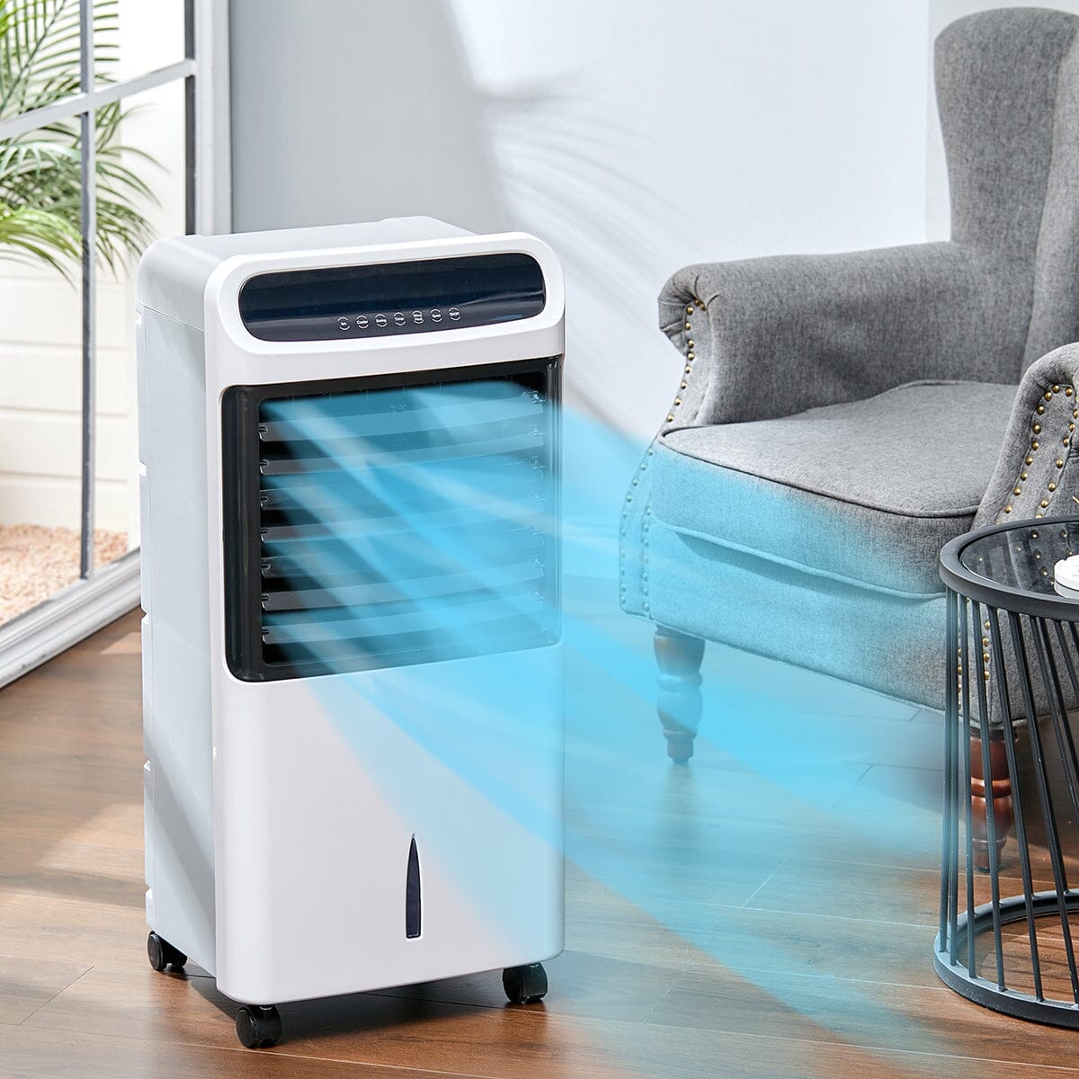 2 in 1 White Air Cooler and Heater with LED Display and Remote control Portable Air Conditioners Living and Home 