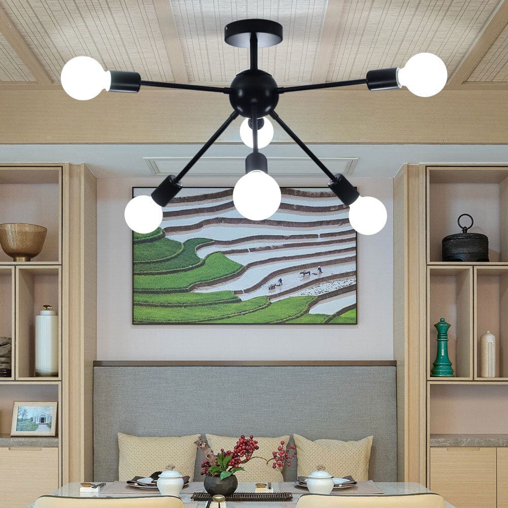 Premium 6-Light Ceiling Satellite Fixture with Iron Detailing Living and Home 