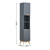 Grey Tall Bathroom Cabinet with Solid Wood Legs Living and Home 