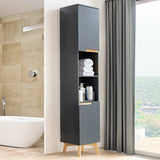 Grey Tall Bathroom Cabinet with Solid Wood Legs Living and Home 