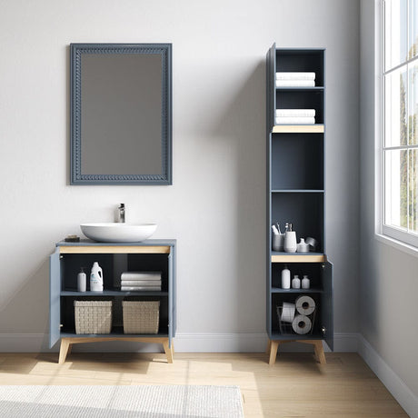 Grey Tall Bathroom Cabinet with Solid Wood Legs Living and Home 