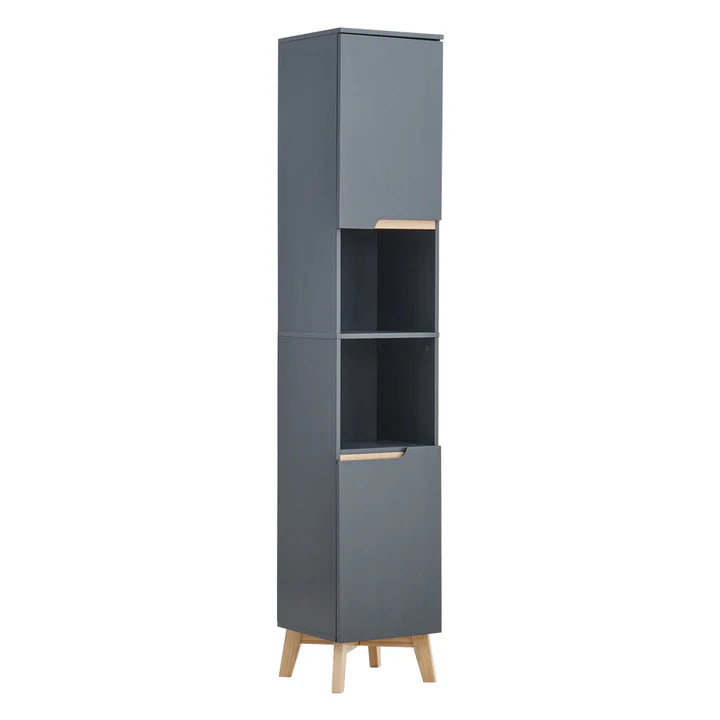 Grey Tall Bathroom Cabinet with Solid Wood Legs Living and Home 