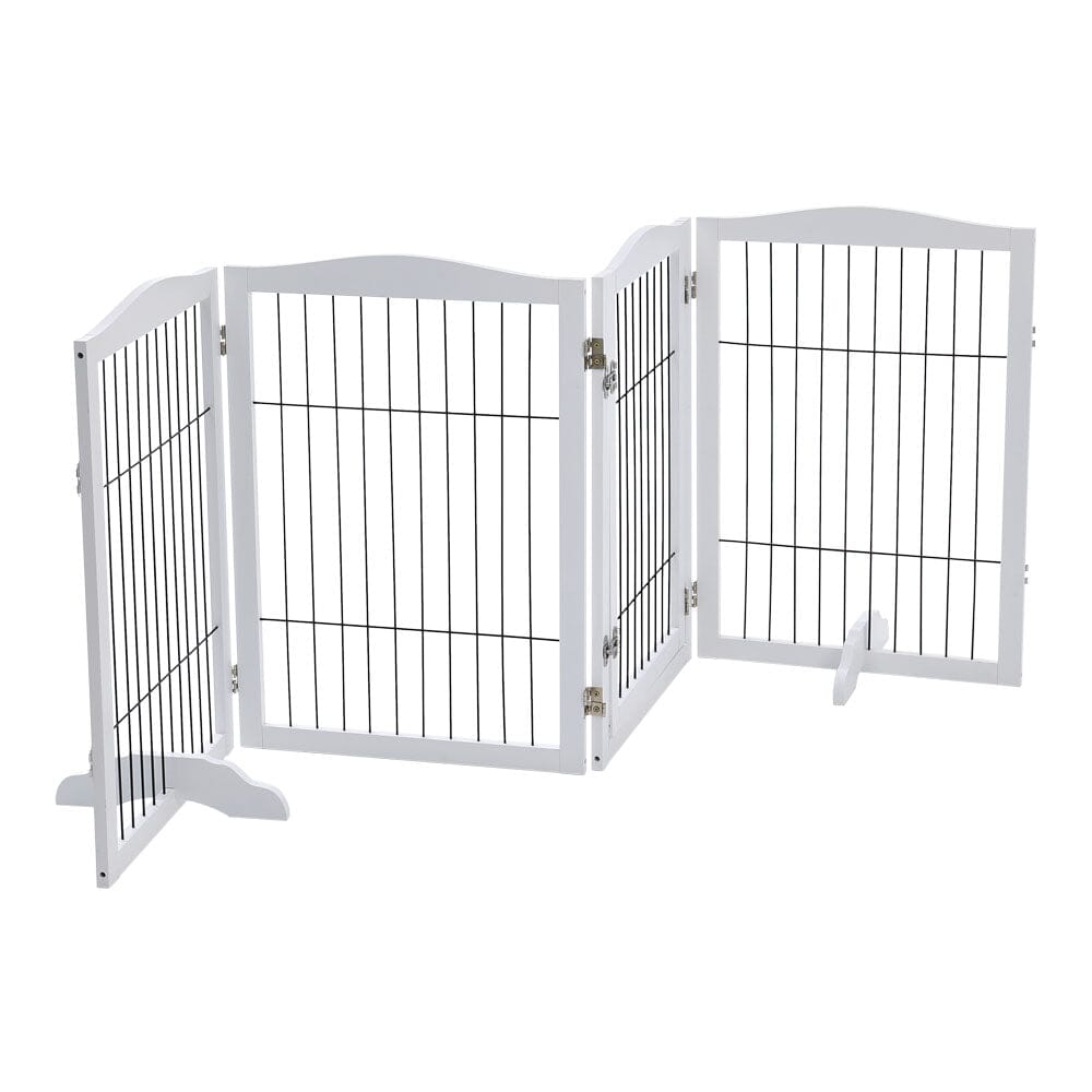 Freestanding Wooden Pet Playpen 4-Panel Pet Playpens Living and Home 