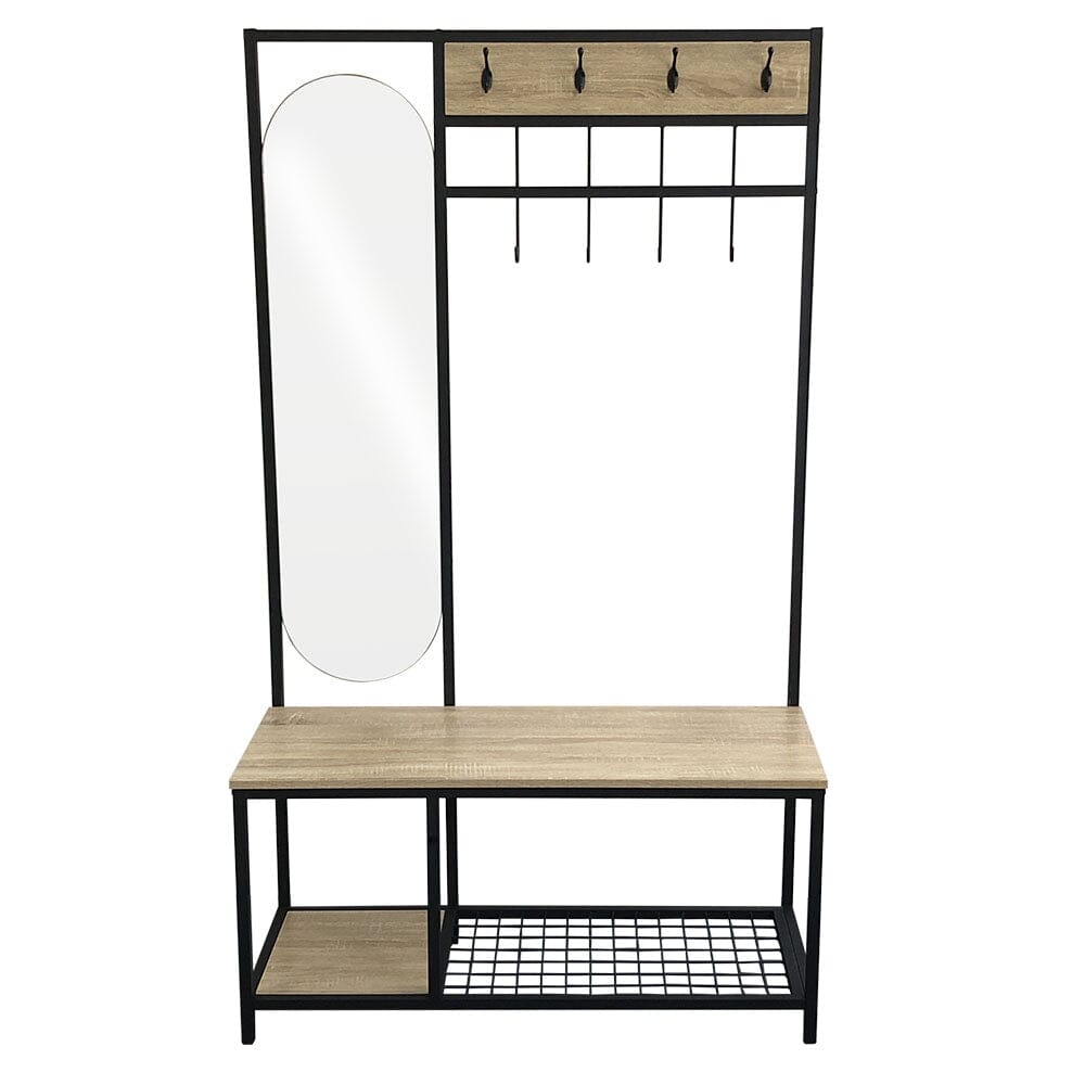 Coat Rack with Shoe Bench and Mirror Shelves & Racks Living and Home 