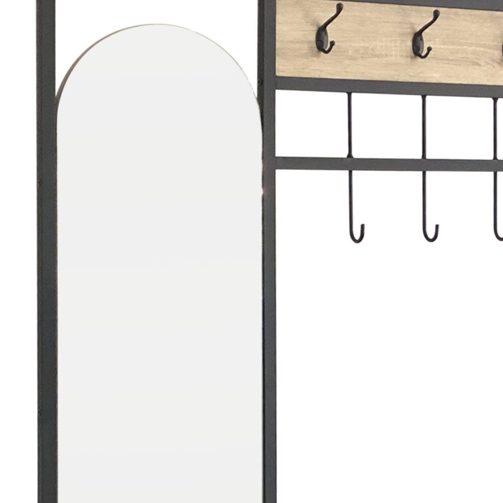 Coat Rack with Shoe Bench and Mirror Shelves & Racks Living and Home 