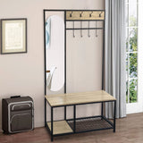 Coat Rack with Shoe Bench and Mirror Shelves & Racks Living and Home 