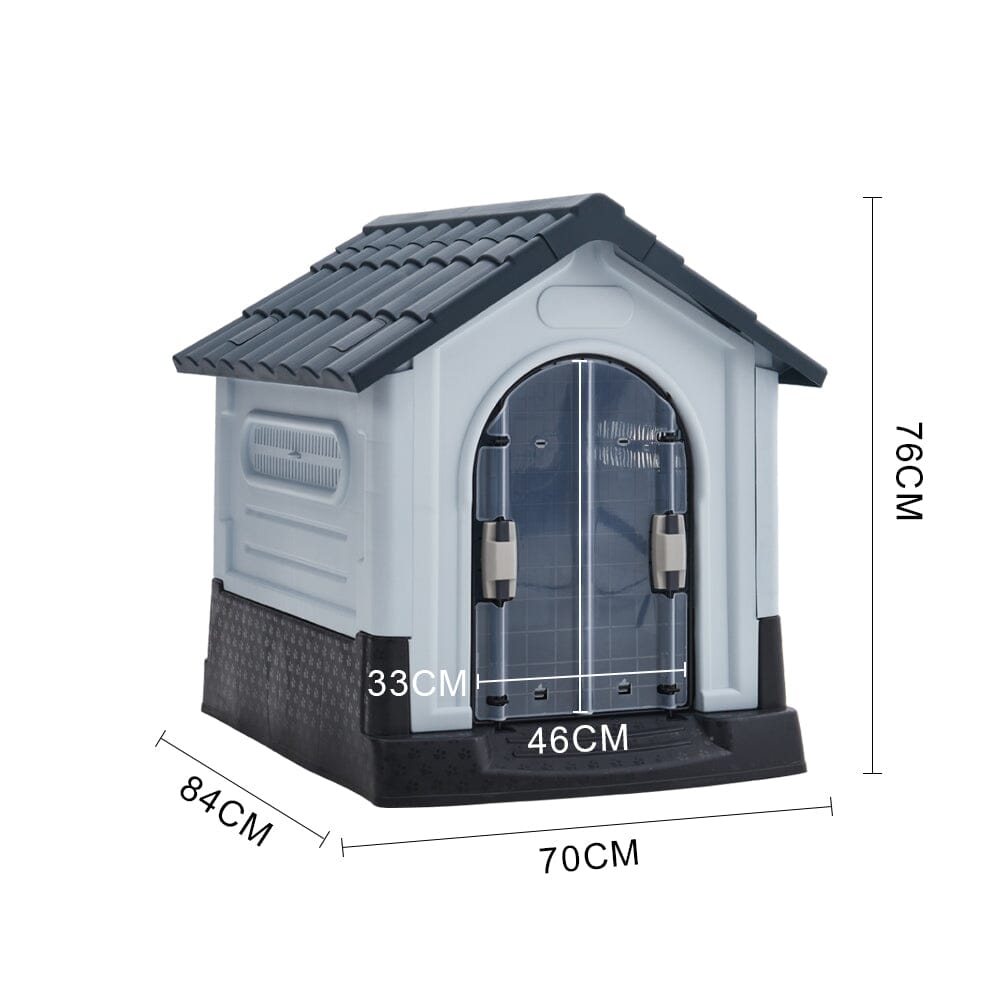 Weatherproof Plastic Dog House Kennel with Skylight and Door Dog Houses Living and Home 70cm W x 84cm D x 76cm H 