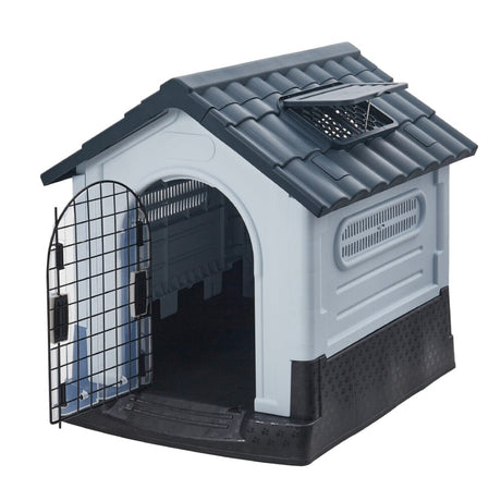 Weatherproof Plastic Dog House Kennel with Skylight and Door Dog Houses Living and Home 