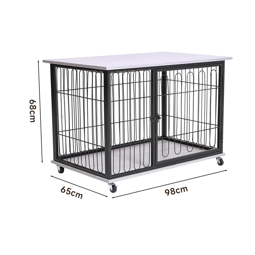 98cm W Wooden Wire Dog Crate with Tray for Small to Medium-Sized Dogs Dog Houses Living and Home 