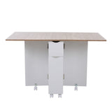 3ft W White/Oak Multipurpose Folding Dining Table with 2 Drawers Dining Tables Living and Home 