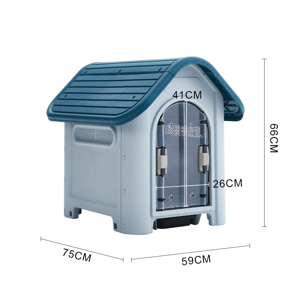 59cm W Blue Durable Plastic Small/Middle Dog House with Ventilation for Outdoor Indoor Dog Houses Living and Home 