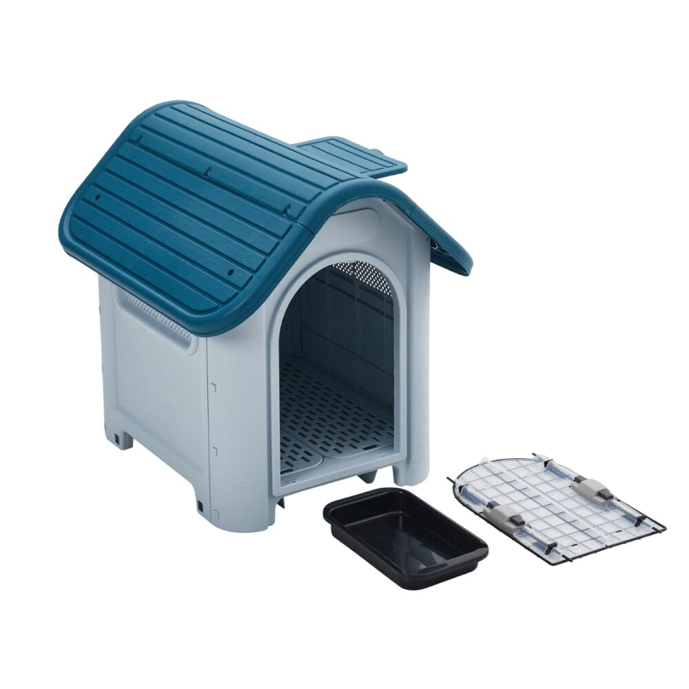 59cm W Blue Durable Plastic Small/Middle Dog House with Ventilation for Outdoor Indoor Dog Houses Living and Home 