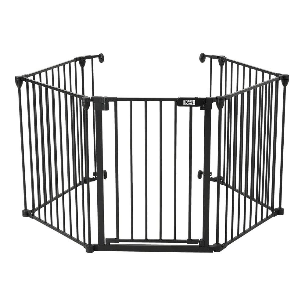 Black Foldable 5/6 Panels Metal Pet Playpen Pet Playpens Living and Home 