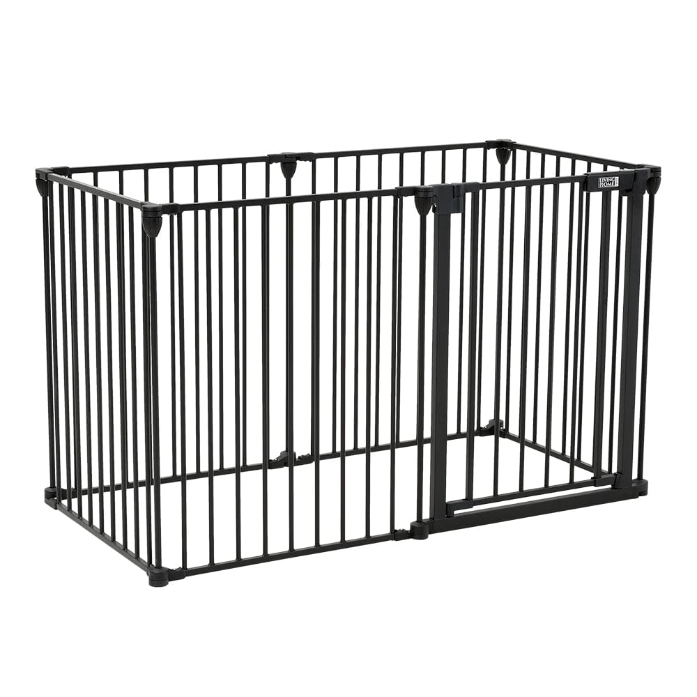 Black Foldable 5/6 Panels Metal Pet Playpen Pet Playpens Living and Home 