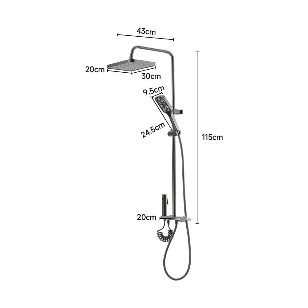 3ft H Thermostatic Shower Set with High-Pressure Spray Gun Shower Systems Living and Home 