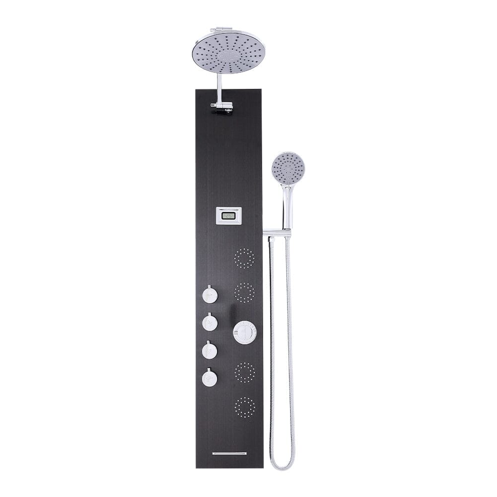 4 in 1 Adjustable Stainless Steel Shower Panel System with Body Massage Jets and Handle Shower Systems Living and Home 