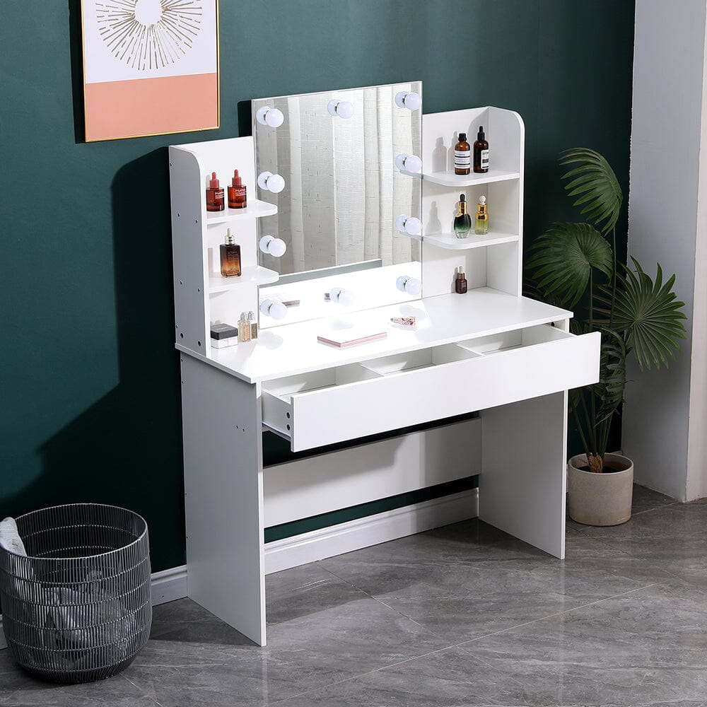 139.5cm H Modern Hollywood Vanity Desk with Lighted Mirror Dressing Tables Living and Home 