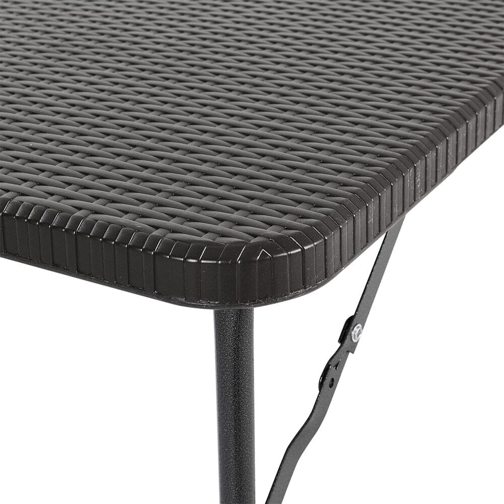 3ft W Rectangular Black Folding Table Rattan Plastic for Outdoor Garden Dining Tables Living and Home 