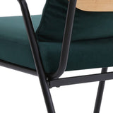 Green Upholstered Rattan Back Armchair with Metal Legs Lounge Chairs Living and Home 