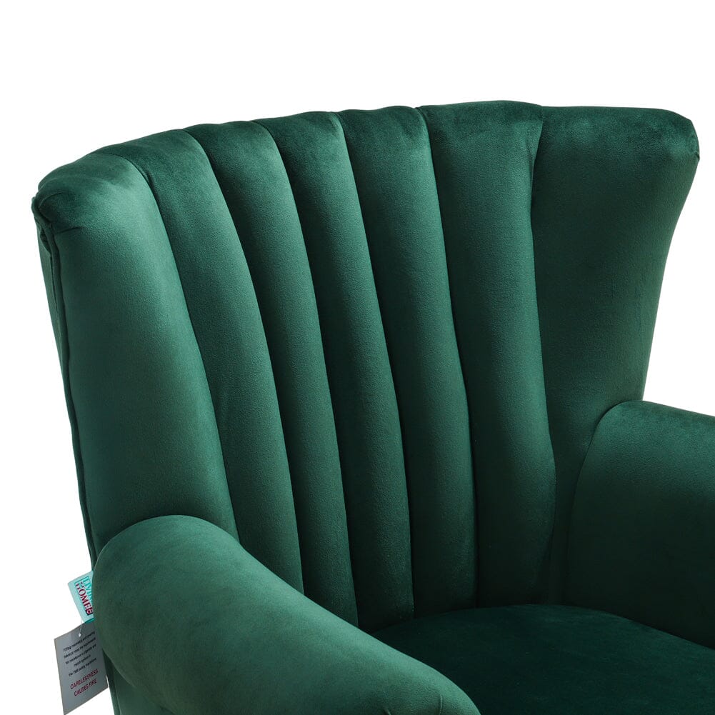 Green Velvet Upholstered Wingback Chair Thick Padded Armchair Wingback Chairs Living and Home 