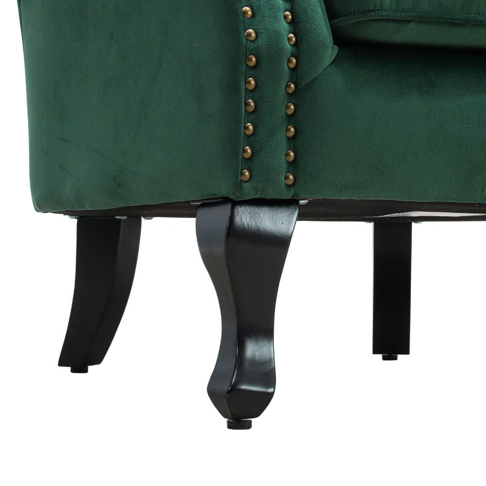 Green Velvet Upholstered Wingback Chair Thick Padded Armchair Wingback Chairs Living and Home 