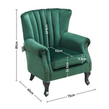 Green Velvet Upholstered Wingback Chair Thick Padded Armchair Wingback Chairs Living and Home 