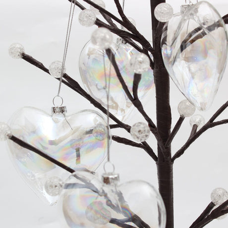 12 Pcs Heart Shape Glass Ornaments Christmas Hanging Decor Baubles (Discount) Living and Home 