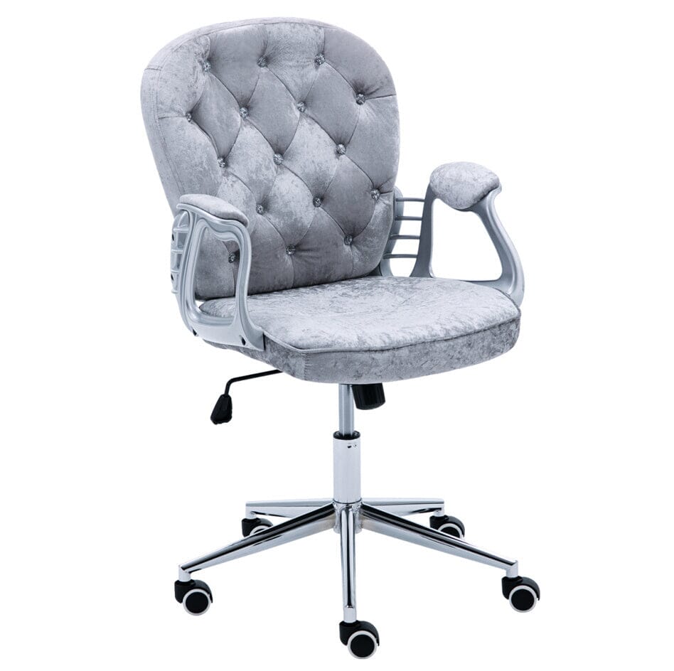 Celestial Gray Office Chair with Velvet Upholstery and Chrome Base Living and Home 