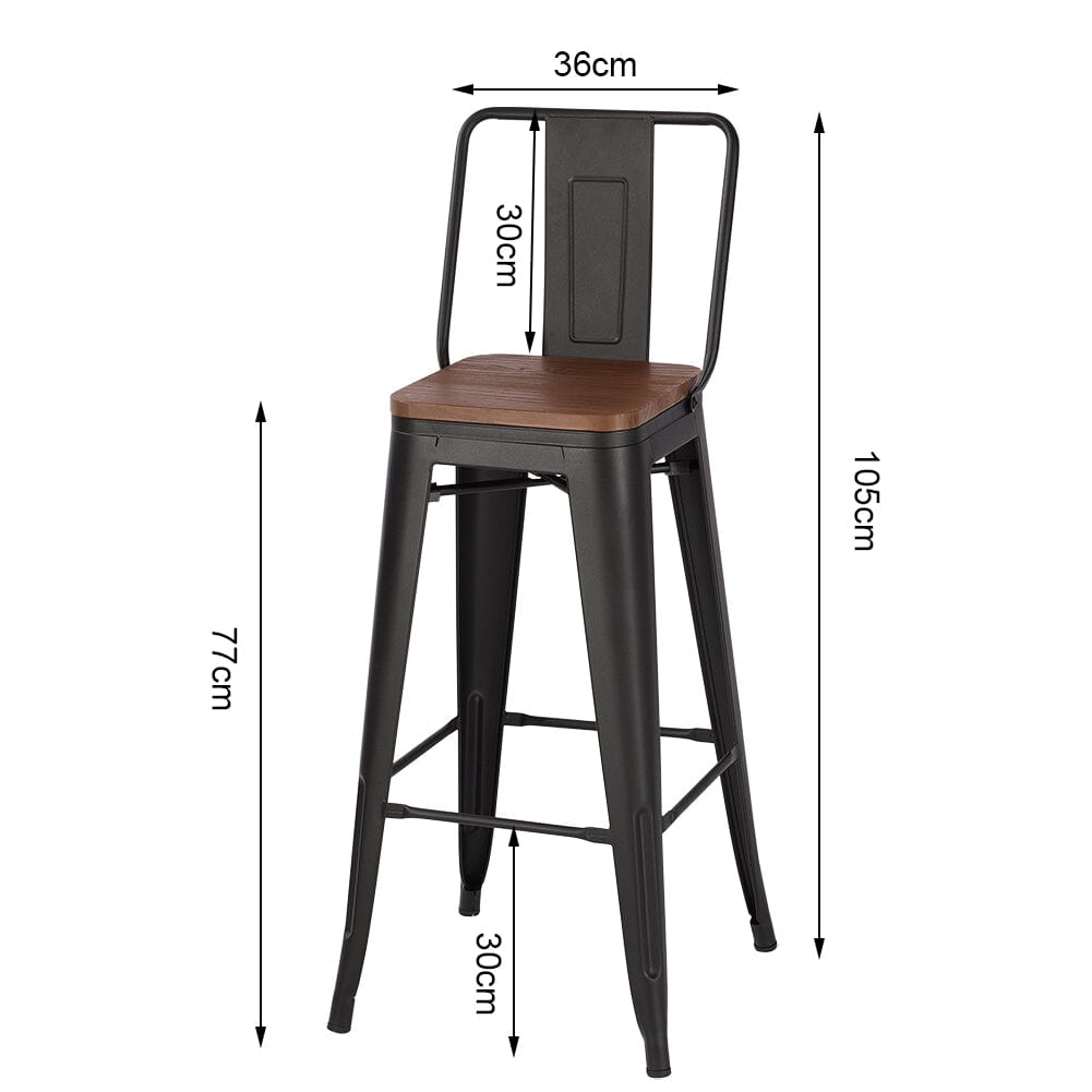 Set of 2/4 Metal Wooden High Bar Stools for Kitchen Bar Stools Living and Home 