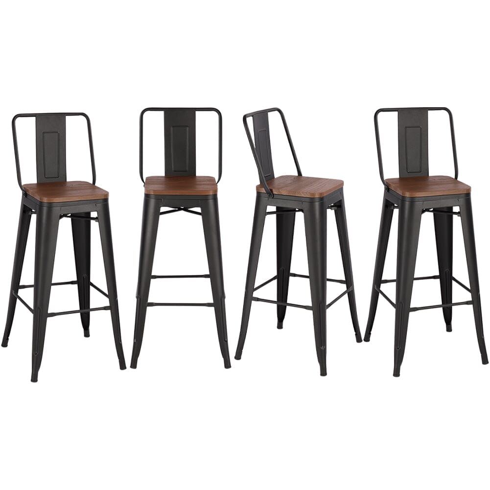 Set of 2/4 Metal Wooden High Bar Stools for Kitchen Bar Stools Living and Home 