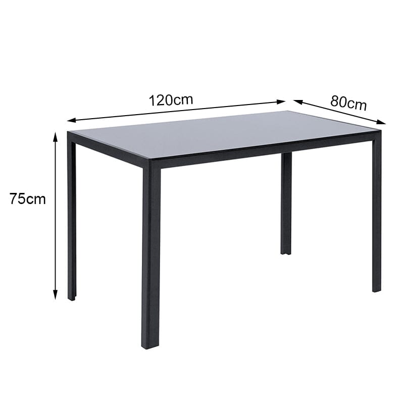 Modern Black Rectangular Glass Dining Table for 6 Seats – Living and Home