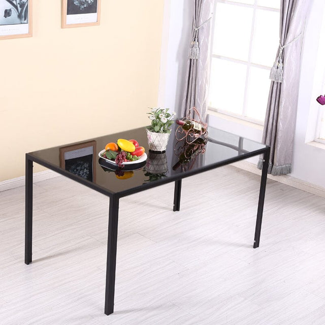 Modern Black Rectangular Glass Dining Table for 6 Seats Dining Tables Living and Home 