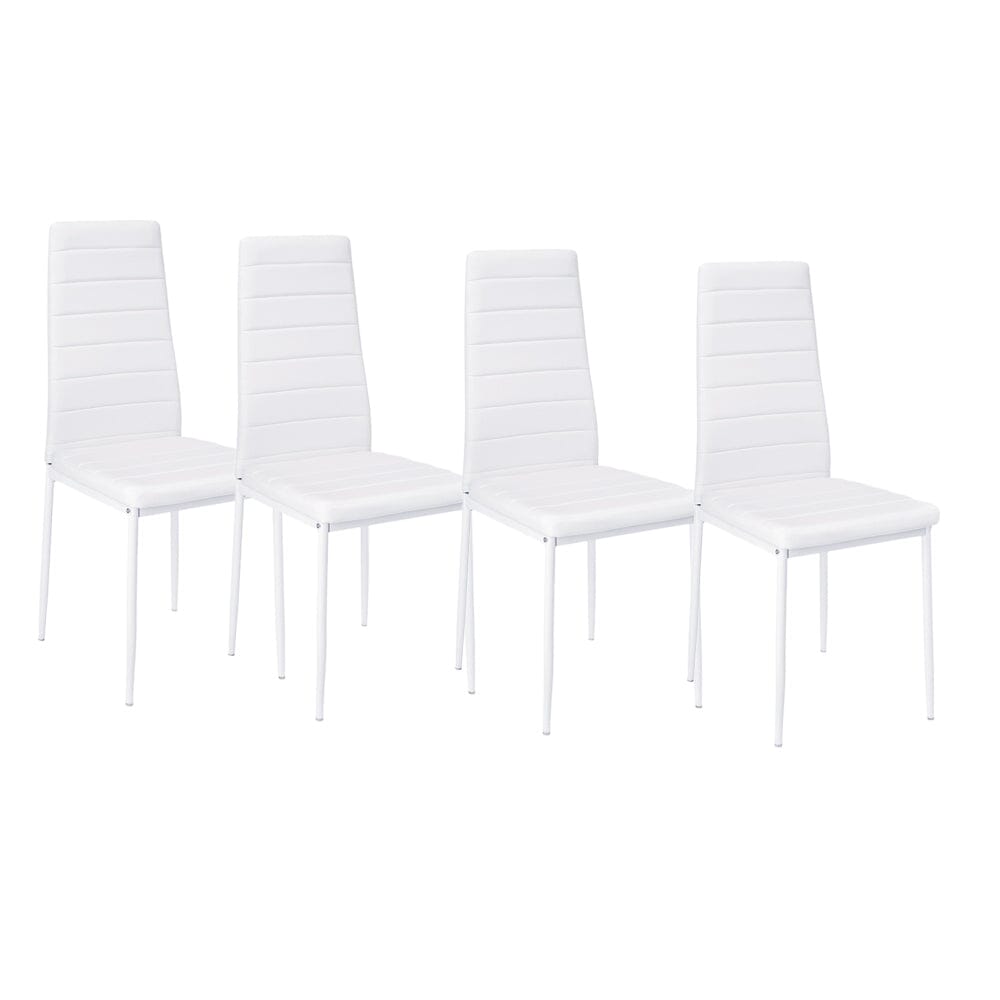 Set of 4 Leather Upholstered Dining Chairs with Metal Legs Dining Chairs Living and Home 