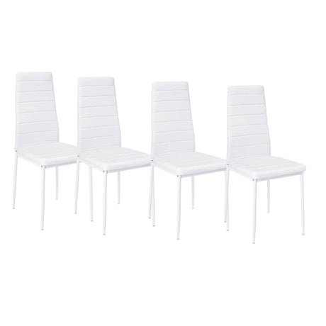 Set of 4 Leather Upholstered Dining Chairs with Metal Legs Dining Chairs Living and Home 