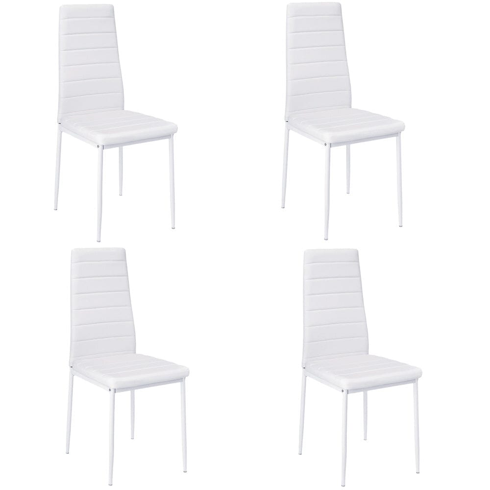 Set of 4 Leather Upholstered Dining Chairs with Metal Legs Dining Chairs Living and Home White 