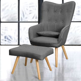 Soft Velvet Wingback Lounge Chair and Footstool Wingback Chairs Living and Home 