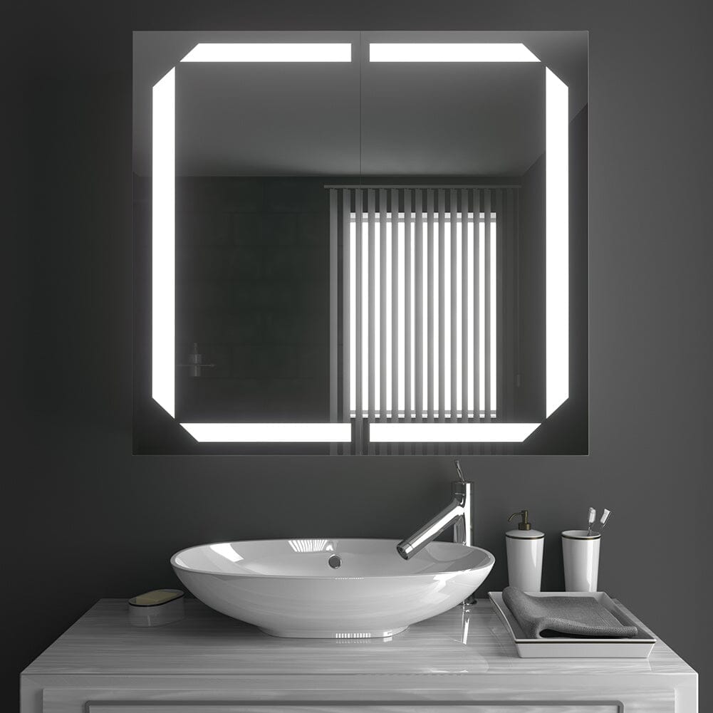 Double Door Smart LED Bathroom Mirror Cabinet with Anti Fog